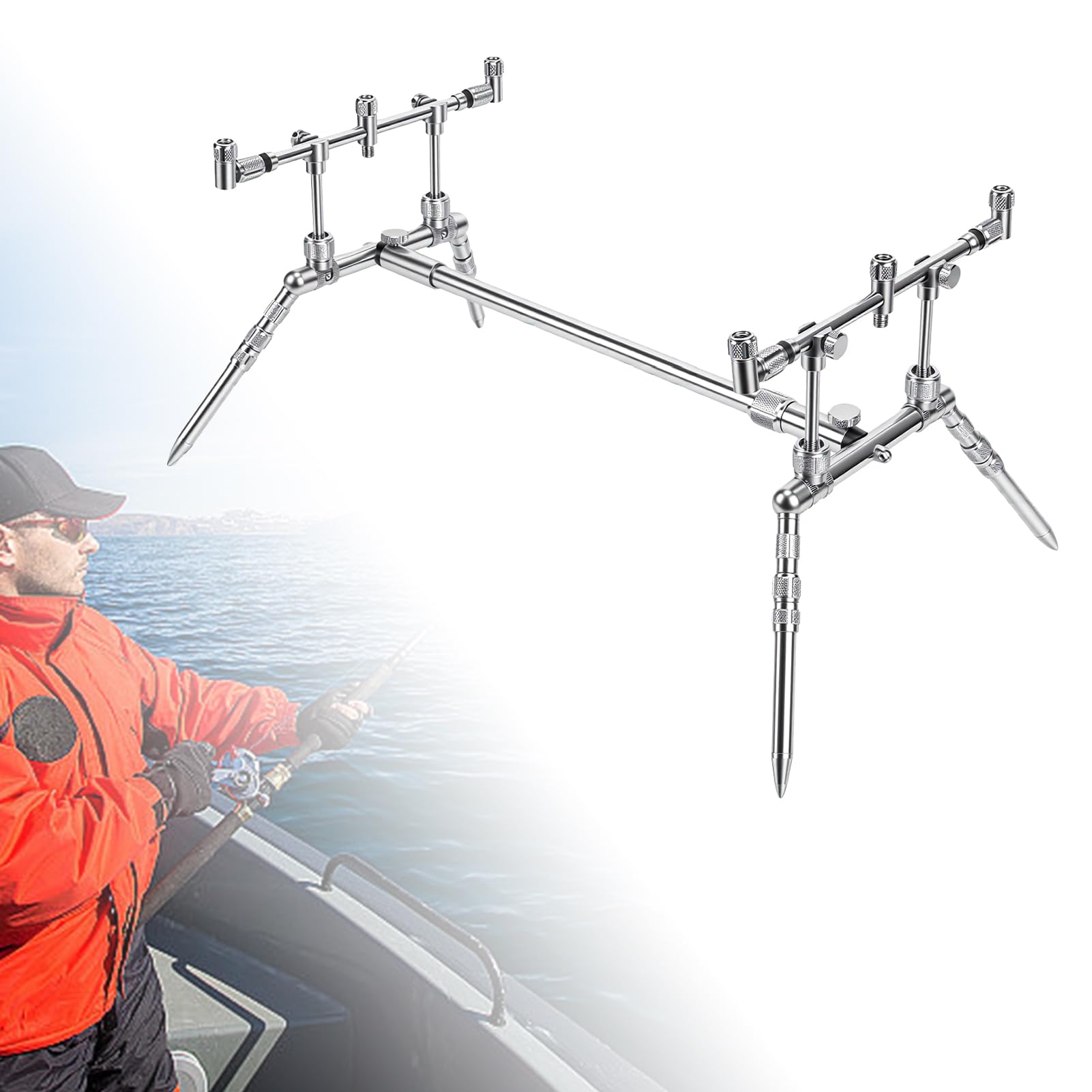 AMONIDA Porta Canna da Pesca Carpfishing, in Acciaio Inox Resistente
