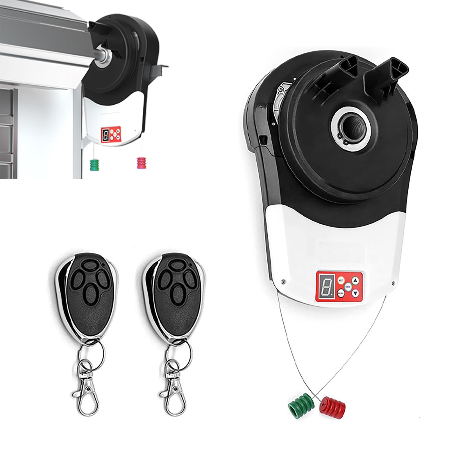 Kit di apertura automatica per porta avvolgibile, apriporta avvolgibile commerciale per garage con 2 telecomandi, motore integrato per un accesso sicuro e comodo a garage, magazzino, negozio