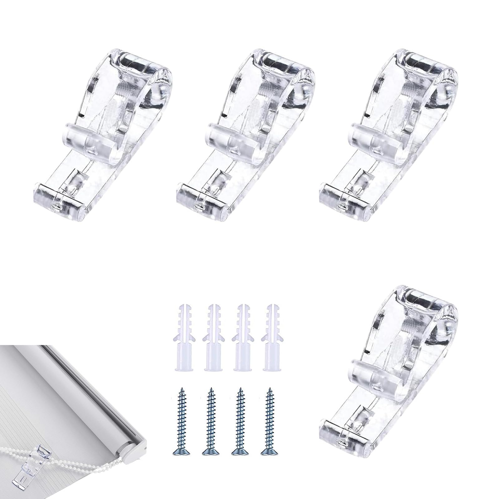 4 Sets Roman Blind P Clip, Blind Cord Safety Device, Blind Cord Clips, for Vertical Blinds(Transparent)