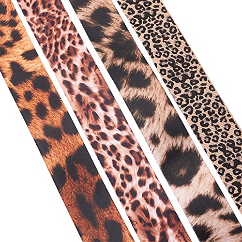 Pandahall 4 Rolls Leopard Print Grosgrain Ribbon 1 Inch Wide Assorted Animal Cheetah Print Craft Ribbon For Headbands Hair Bows Gift Wrapping Sewing Crafting (10 Yards/Roll) #TOP5