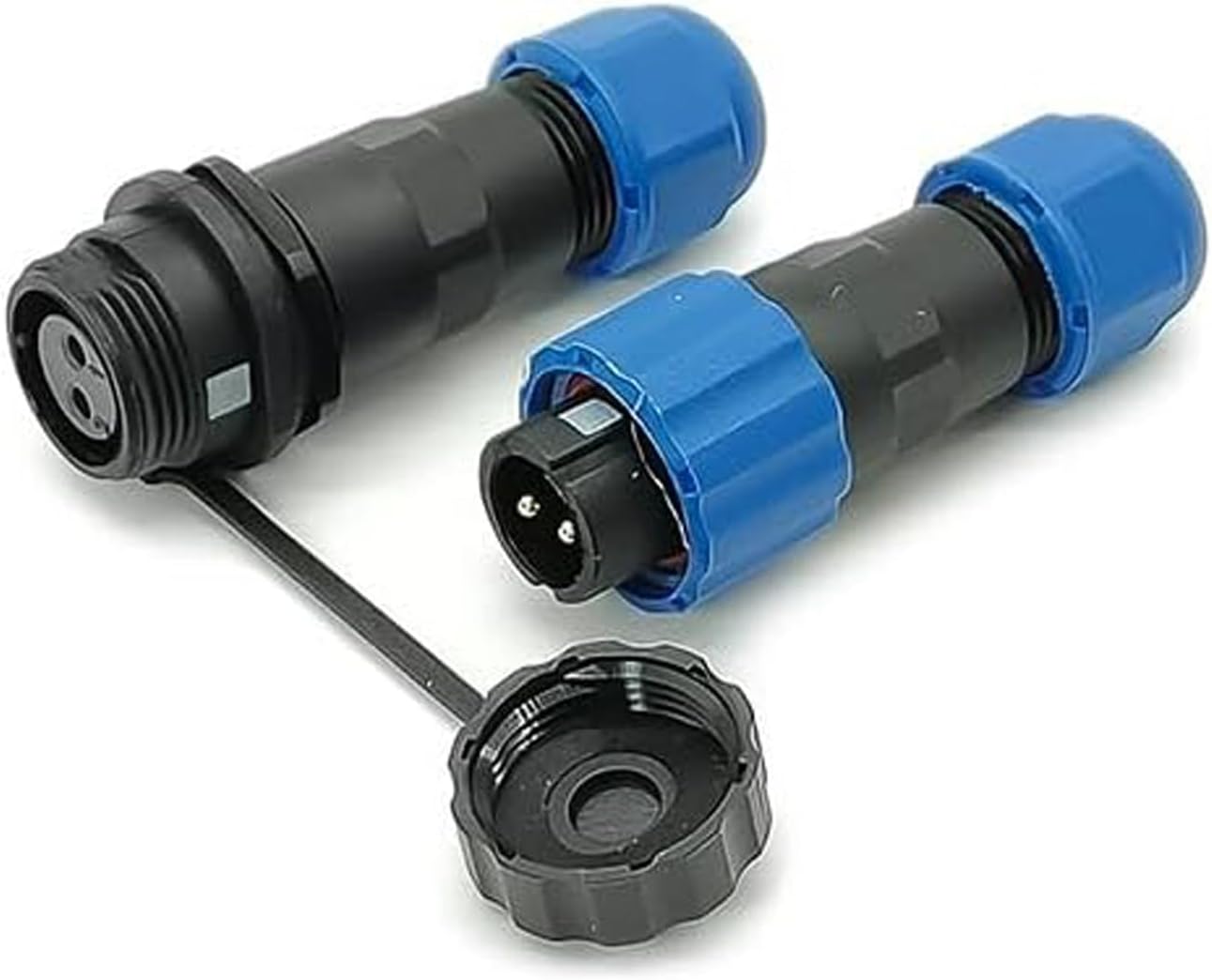 Elecbee SP13 Series Aviation Waterproof Connector - Industrial Plug Socket, Circular Cable IP68 Male Plug Female Socket, In-Line Type One Pair 2 Pin With Waterproof Cover