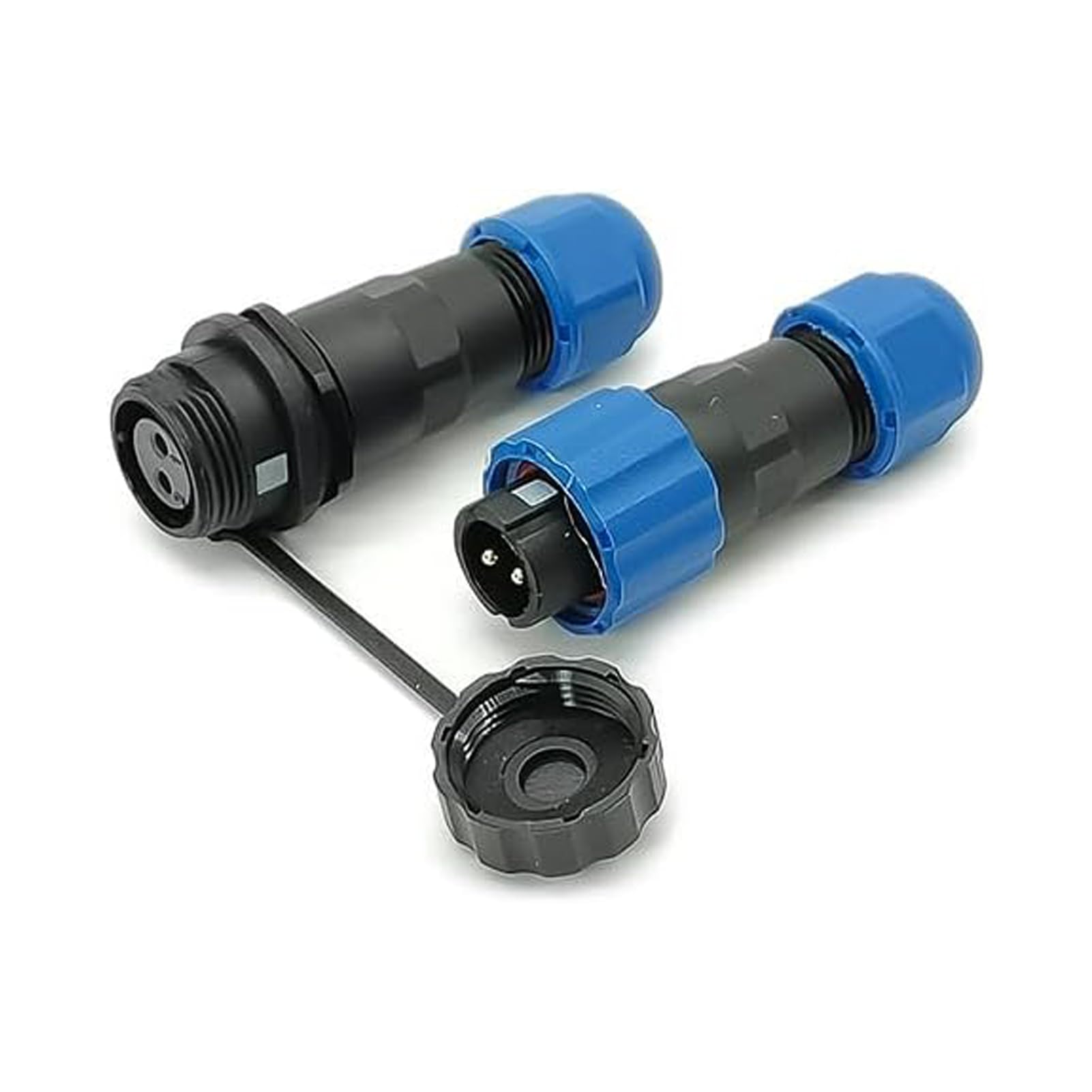 Elecbee SP13 Series Aviation Waterproof Connector - Industrial Plug Socket, Circular Cable IP68 Male Plug Female Socket, In-Line Type One Pair 2 Pin With Waterproof Cover
