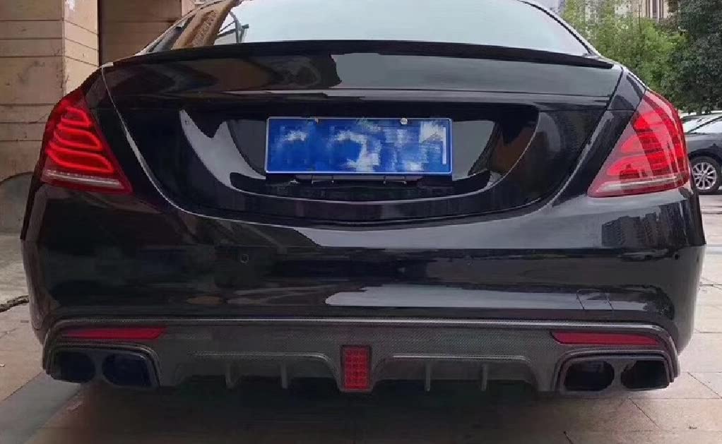 Dyfuzor Tylnego Zderzaka Samochodu Z Włókna Węglowego Spoiler Splitter Z Końcówkami Rury Wydechowej Body Kit Dla Mercedesa Dla Benz W222 S320 S63 AMG 2014-2018