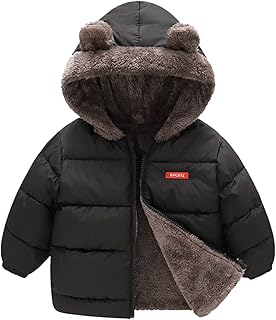Jaqueta de inverno quente para crianças, meninos e meninas, casaco de inverno, orelhas de urso, com capuz e bolso e dois lados de lã