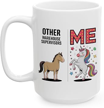 DesiDD Funny Warehouse Supervisor Gifts - Other WAREHOUSE SUPERVISORS vs Me Unicorn Mug - Coworker Warehouse Supervisor Employee Inventory Coffee Cup for Christmas, Birthday - 15oz