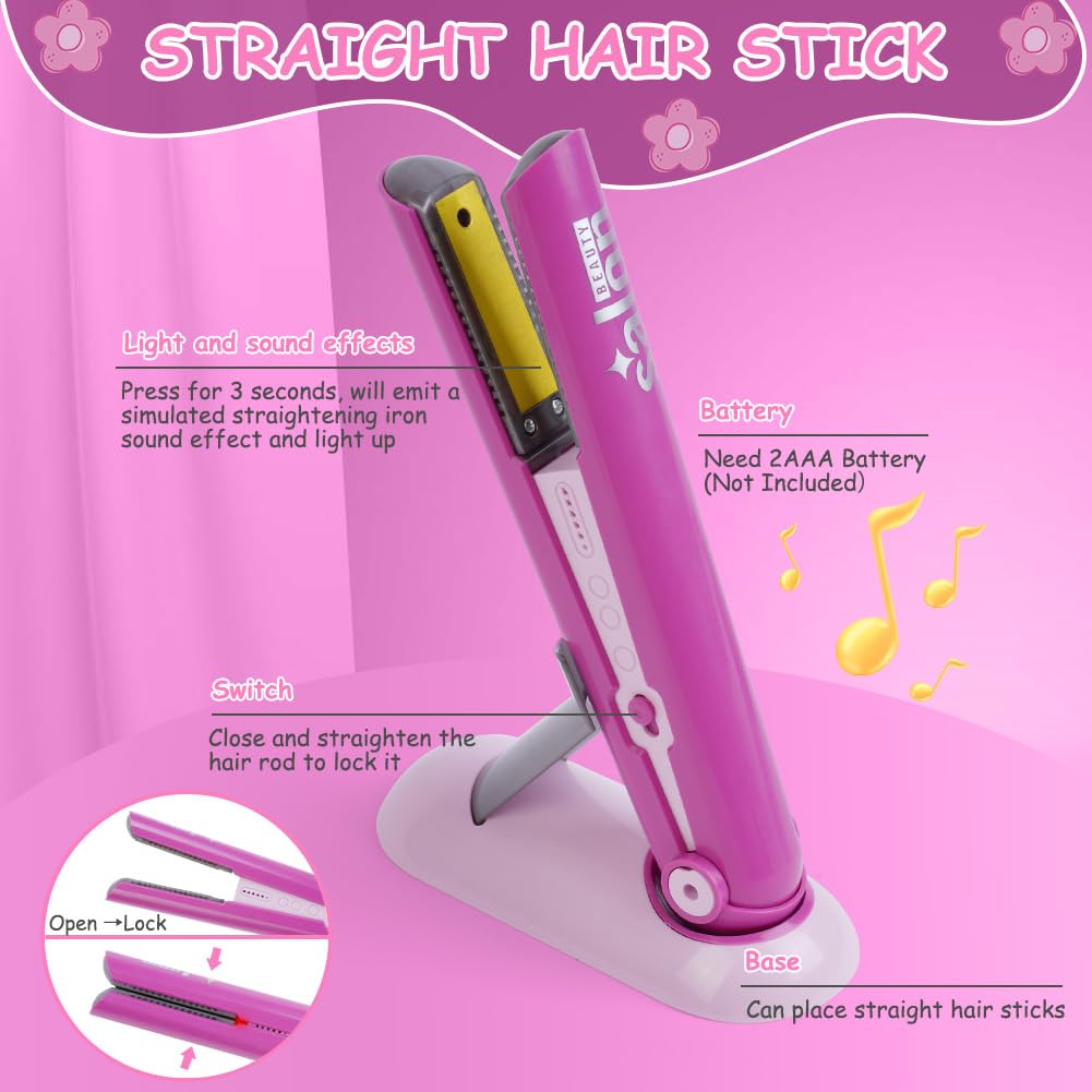 HOTUT Set di Parrucchieri per Bambini Realistico Salone Bellezza Ragazza Playset Hair Styling con Asciugacapelli Arricciacapelli Forbici e Accessori per Parrucchieri