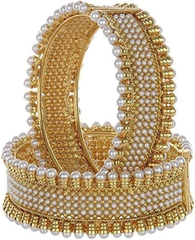 YouBella Jewellery Gold Plated Pearl Bracelets Bangles for Women and Girls