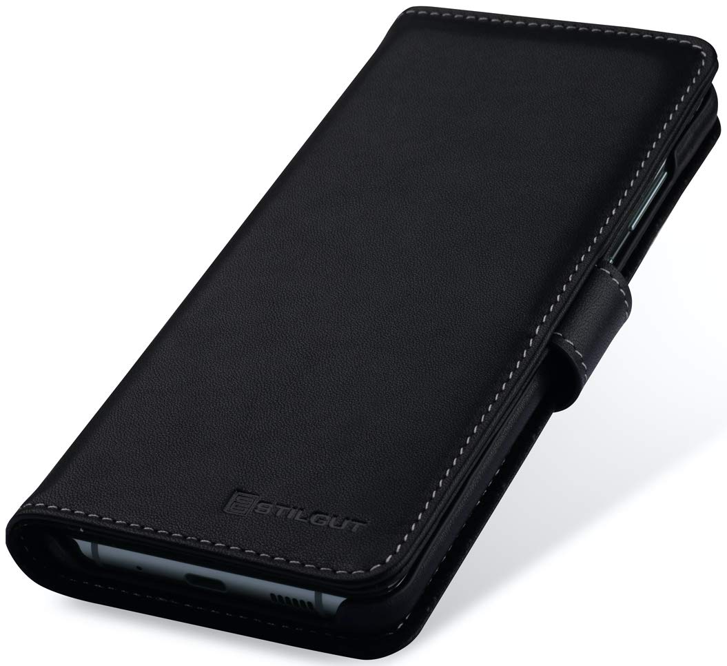 StilGut Wallet Case for Galaxy S20 Ultra, Genuine Leather Galaxy S20 Ultra Case with Card Slots & Magnetic Closure, Black Nappa - Image 3