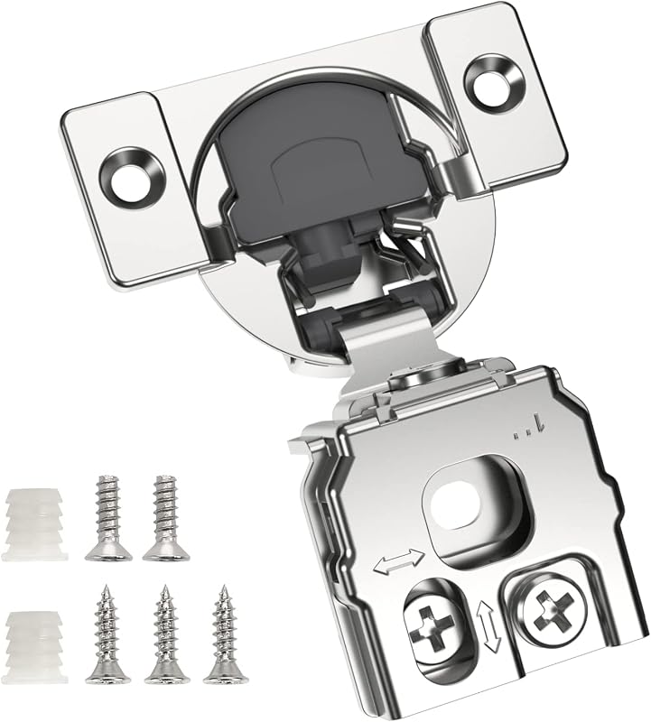 20 Pack 1" Overlay 3D Soft Close Concealed Hinge for Face Frame Door, Smooth Slow Self Closing Hinges, Satin Nickel, Hidden 105° Open Angle Stainless Steel Hinge for Kitchen Cabinet Door