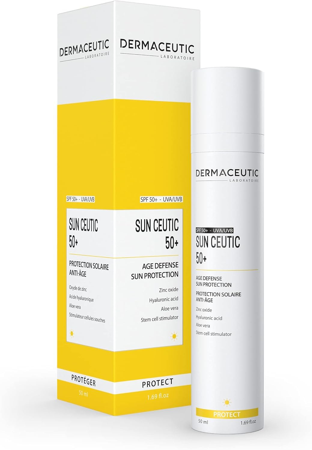Sun Ceutic 50+ - Sun cream SPF 50+ - Full spectrum protection sunscreen with powerful UVA/UVB filters - Defense face sun block - 50ml