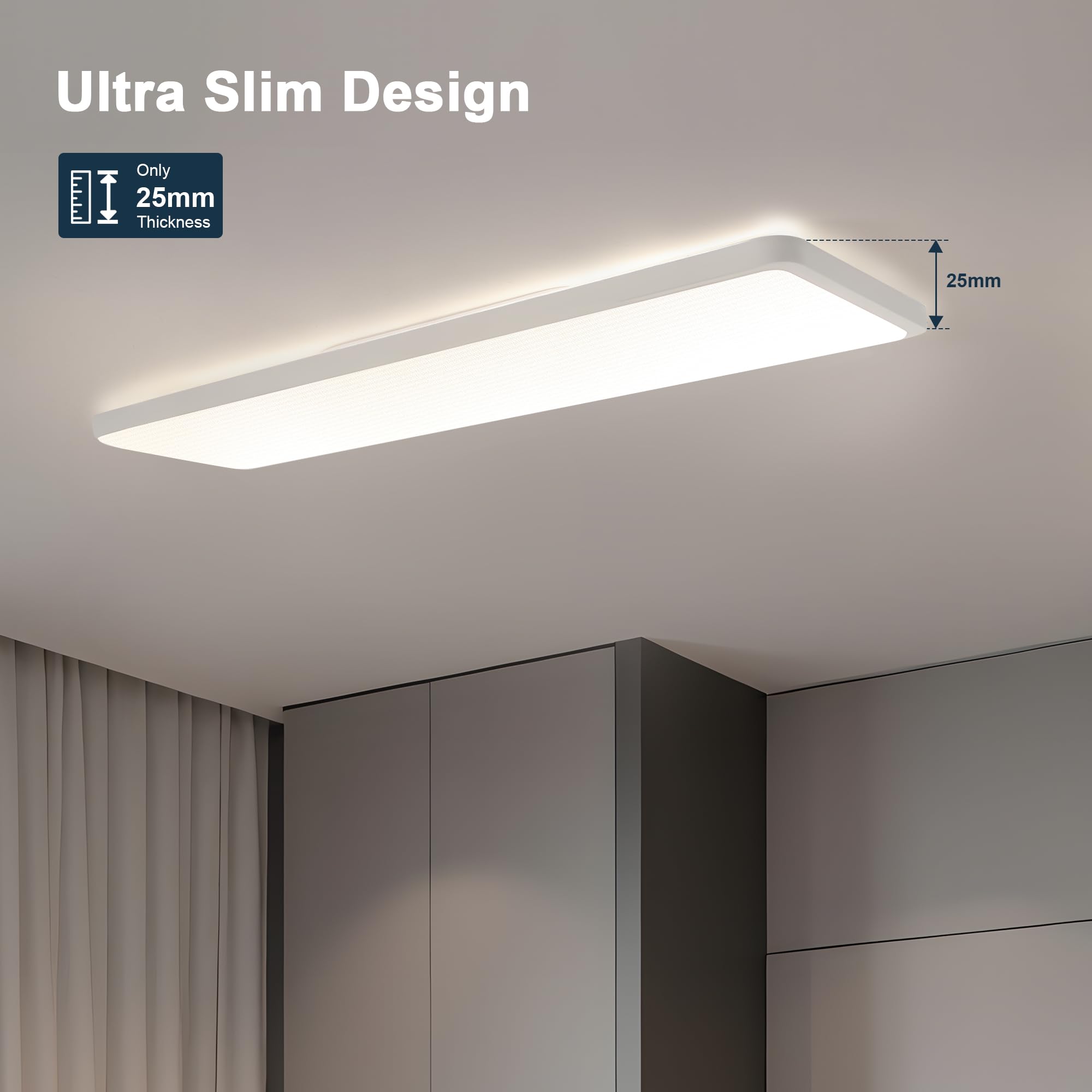 Comely Lampa sufitowa LED, prostokątna, 24 W, biała, 4500K, IP44, panel LED 58 cm