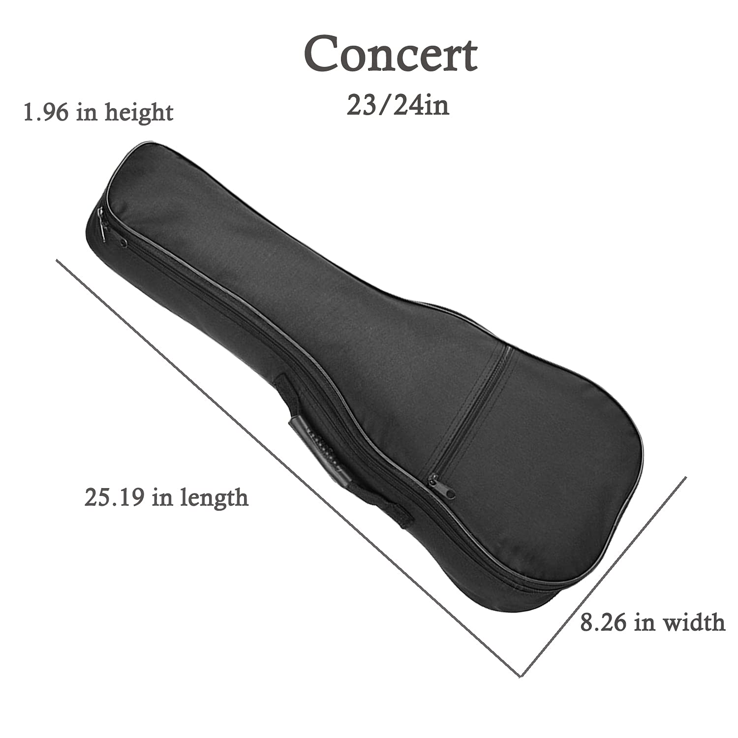Custodia per ukulele da concerto, 58,9 cm / 61 cm, morbida, con doppia tracolla regolabile, imbottitura in spugna spessa 0,5 cm, protettiva, impermeabile, in tessuto Oxford (nero, 68,5 cm)