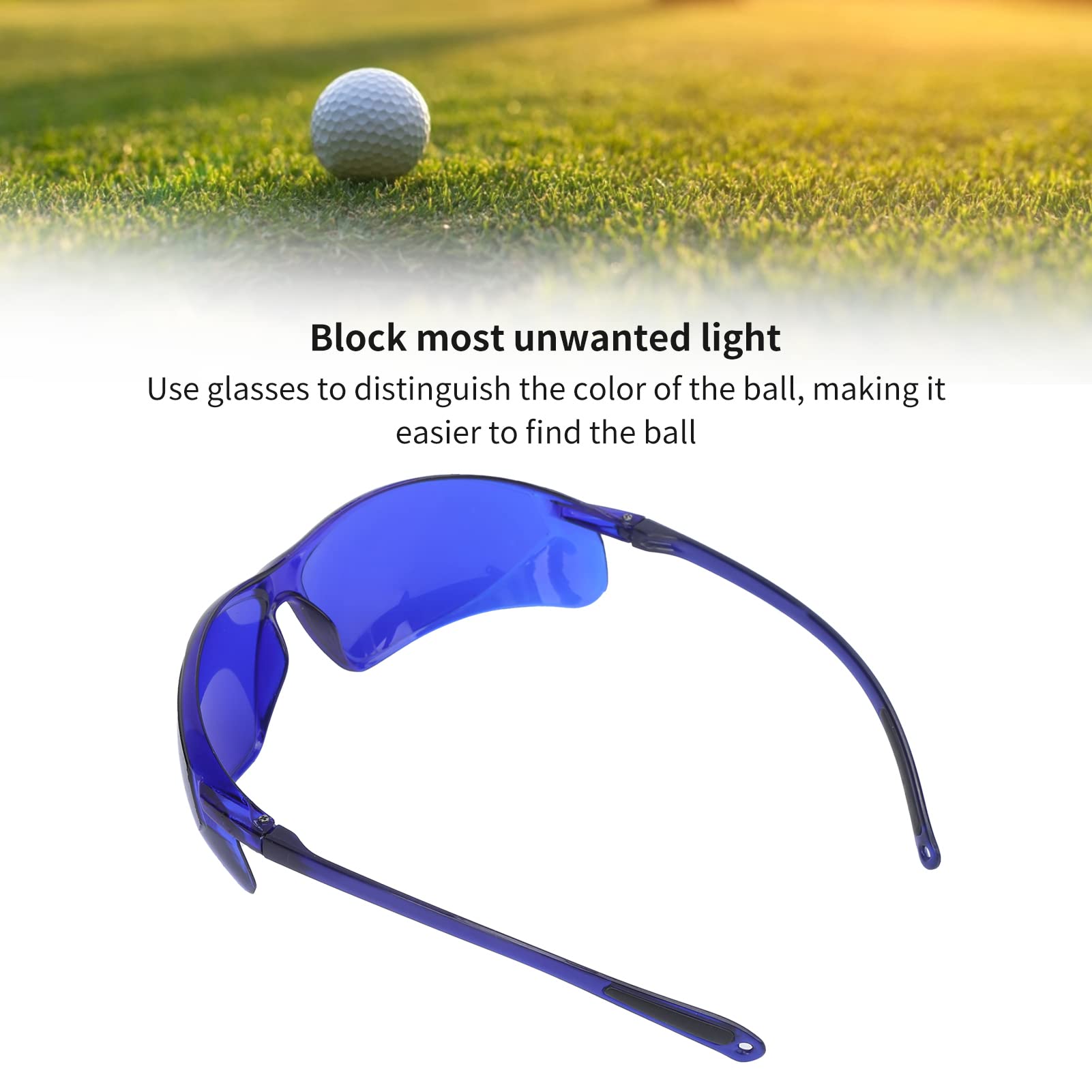 Lunettes de Recherche de Balle de Golf Professionnelles avec Verres Bleus à revêtement Ultraviolet, Monture Mate et Tissu de Verre pour la Protection des Yeux,