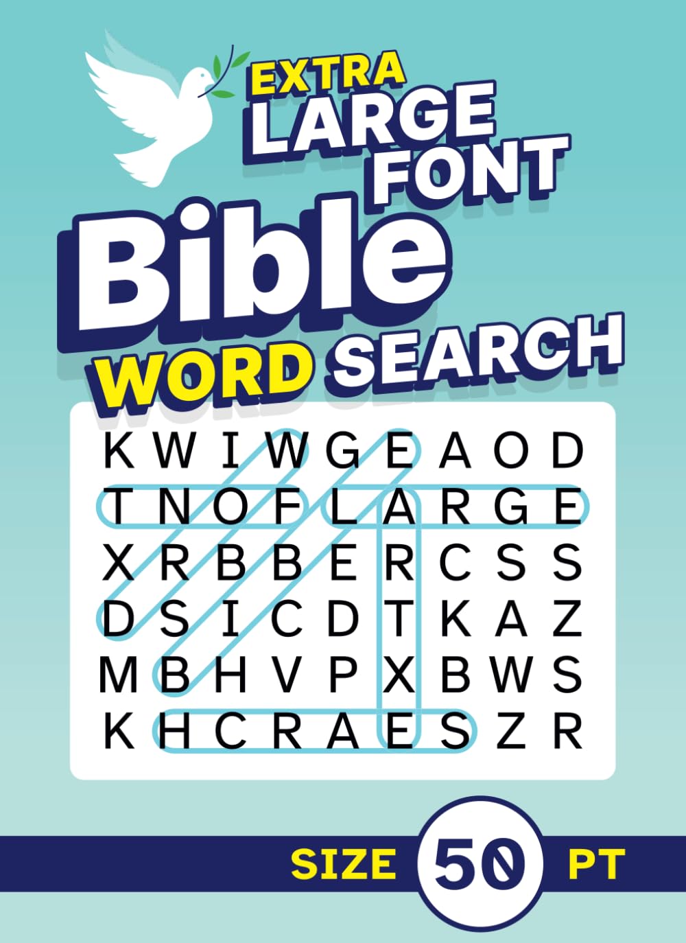 Extra Large Font Bible Word Search Size 50 pt: XL Jumbo Print Christian Puzzle Book for Seniors