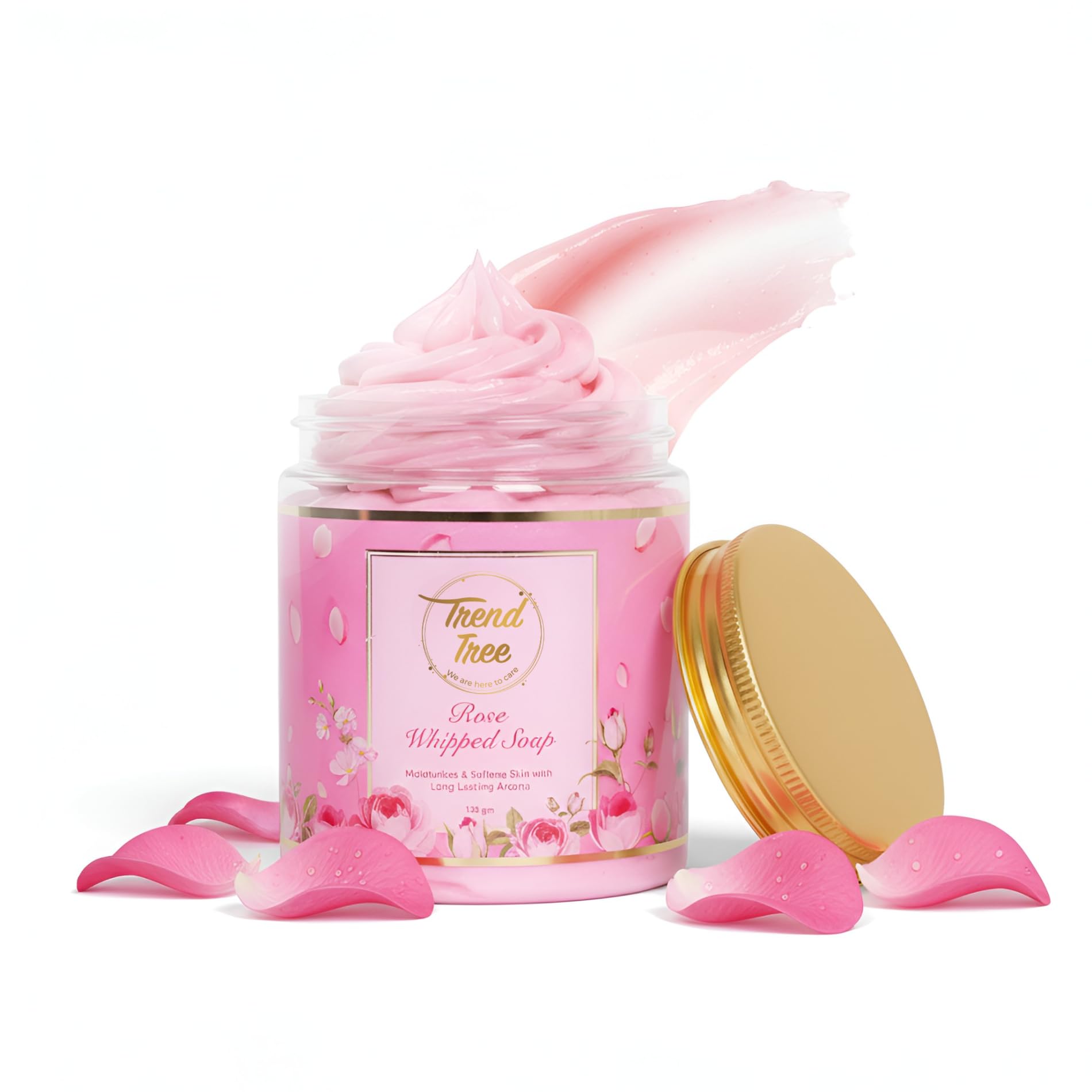TRENDTREE® Rose Whipped Soap| Hydrating & Gentle Cleanser with Rose Oil & Coconut Water| Paraben-Free, Cruelty-Free| Men & Women| 150g