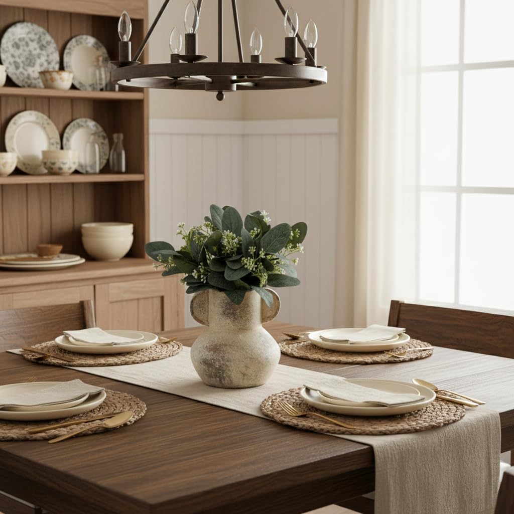 Emotionally Grounded Vase, Vaseking Ceramic Rustic Vase with 2 Handles, 6.1 inch Minimalist Decorative Farmhouse Vases for Home Decor, Living Room, Enterway, Table Decoration, Terra - Image 5