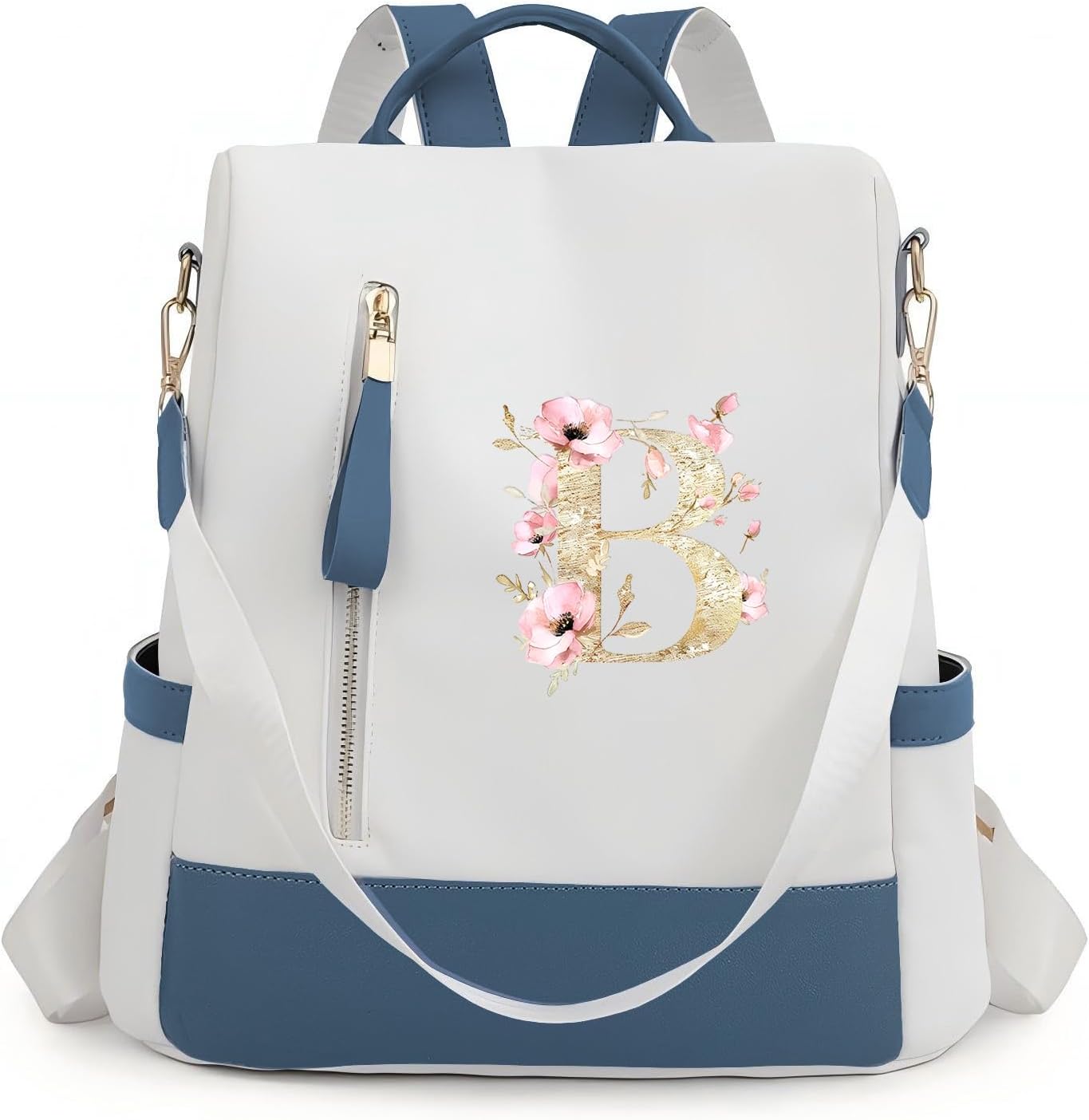 Backpack for Women & Men 11 inches Ipad Backpack with Initials Backpack Purse with Anti-Theft Pocket Tote Shoulder Bag (E)