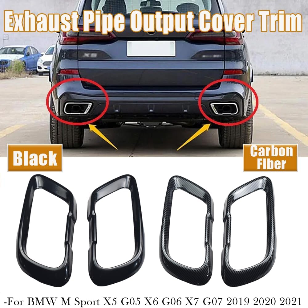 Tail Pipe Trim Compatible For B-MW X5 G05 X7 G07 2019-2021Car Exterior Exhaust Pipe Mufflers Cover Rear Bumper Cylinder Exhaust Pipe Cover (black)