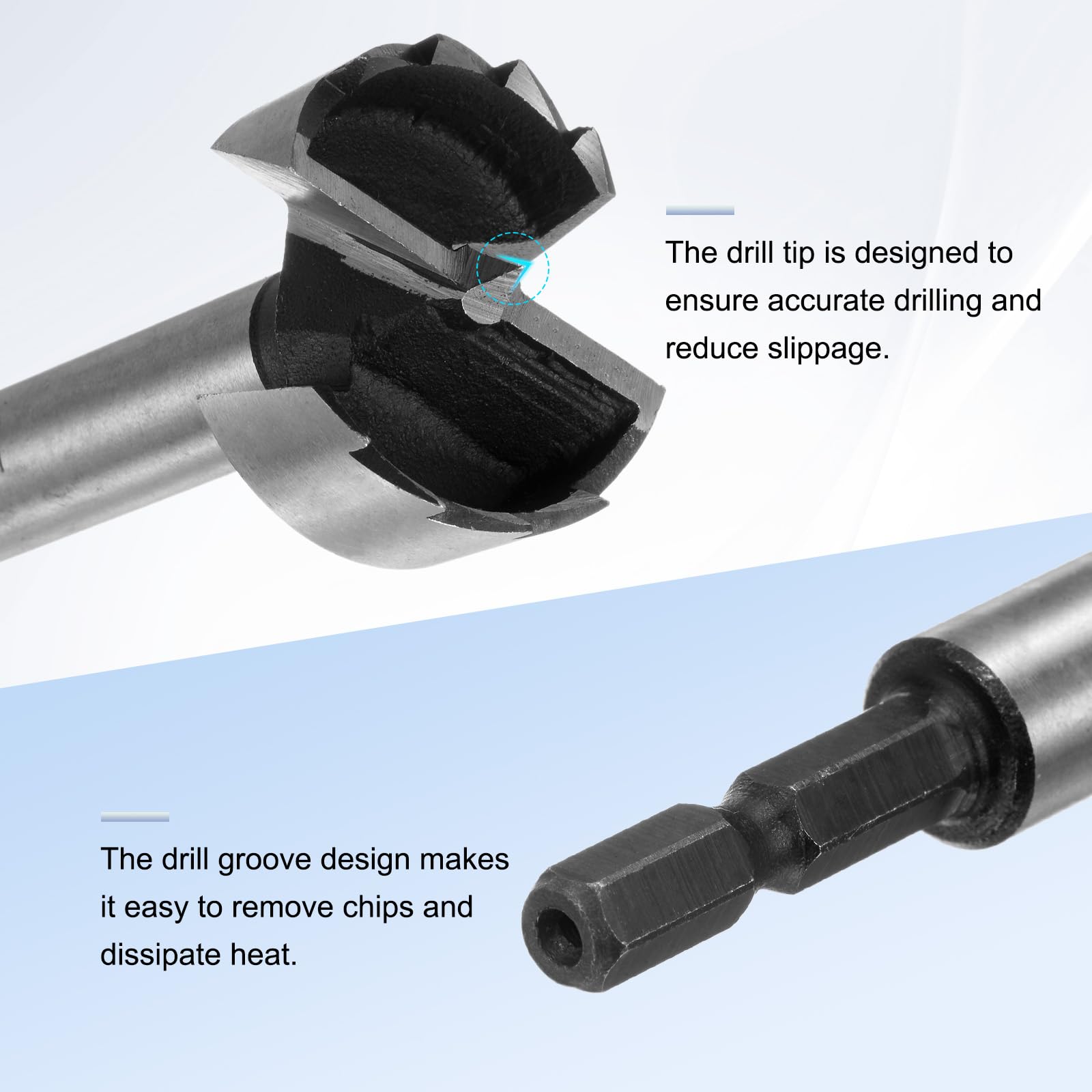 M METERXITY Forstner Drill Bit for Woodworking 1-3/8in (35mm) Carbon Steel Tip Hex Shank Hinge Cutter for Hard Wood/Plastic/Plywood/MDF - Image 4