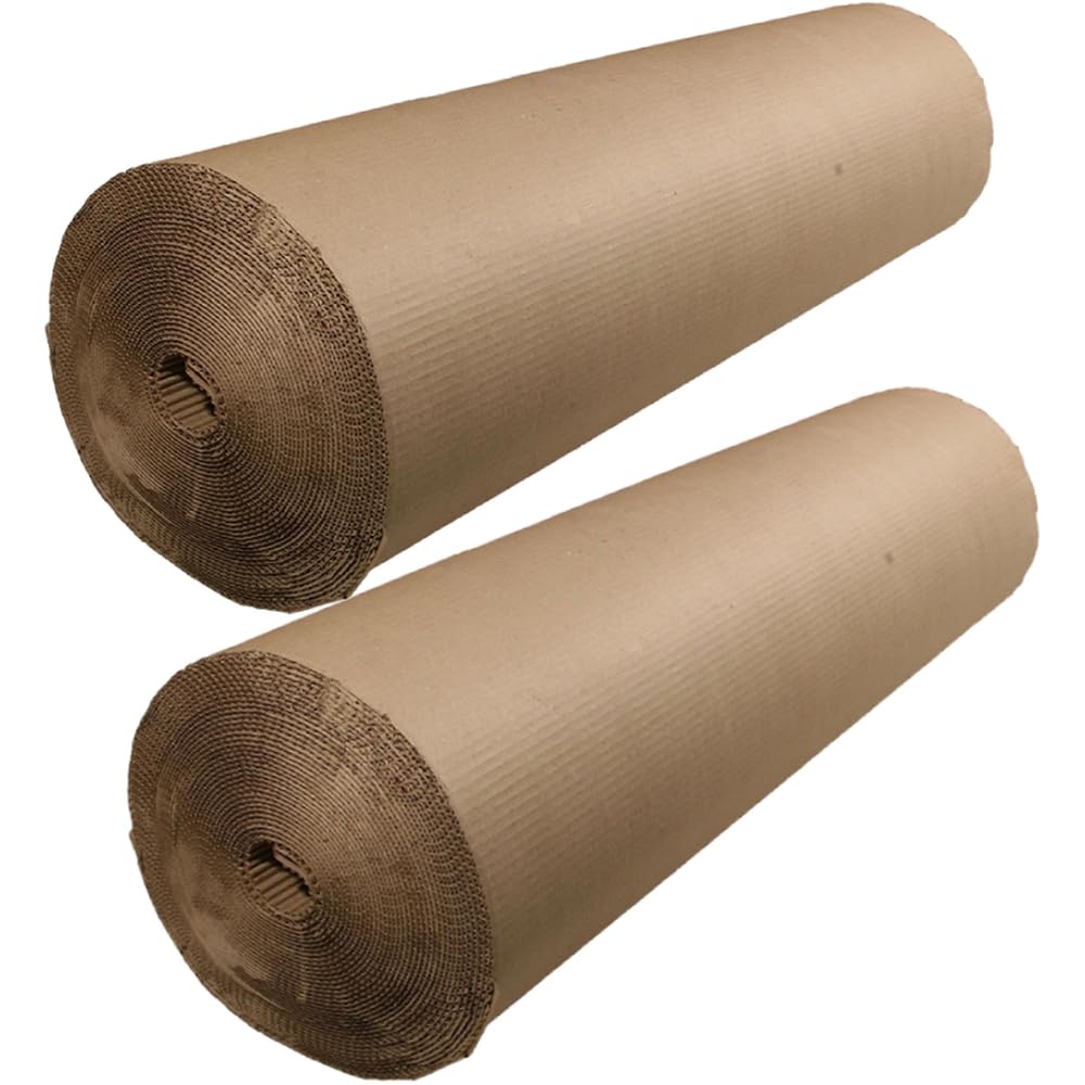 Foltape 2er Set 1 m x 20 m Rolle Bauabdeckpappe aus Wellpappe reißfest und umweltfreundlich Malerpappe zum Abdecken von Böden Parkett Laminat Treppen bei Renovierung und Malerarbeiten