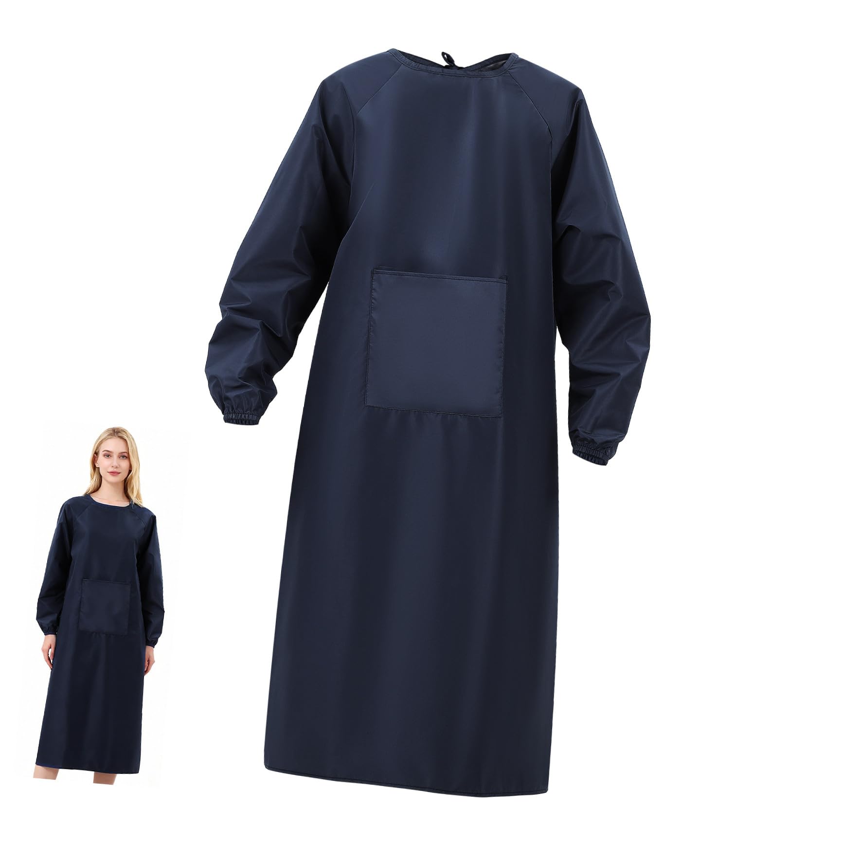 Blouse de Travail en Tissu Résistant à L'huile Imperméable Femme à Manches Longues avec Poches Tablier la Cuisine Adulte pour Vaisselle et Nettoyage Vaisselle et Nettoyage