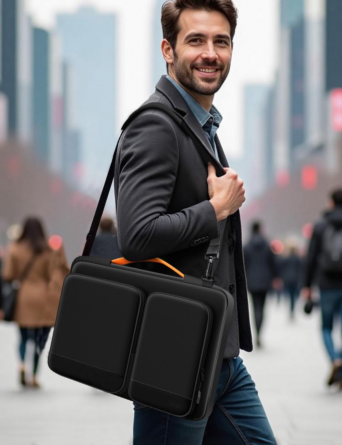 Alfheim Custodia per laptop da 15,6-16", borsa a tracolla leggera impermeabile resistente agli urti, custodia protettiva a 360°, compatibile con MacBook Pro A1398 A2141 A2485, Surface Book