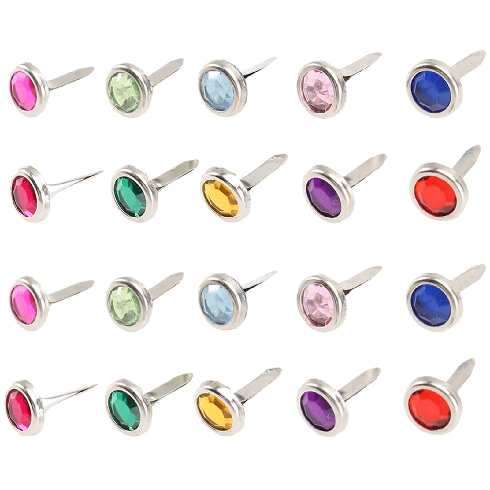 PRETYZOOM Craft Brads 100pcs Mini Round Brads Acrylic Two-Legged Nails Metal Paper Fasteners for Scrapbooking 8x15mm Color Random