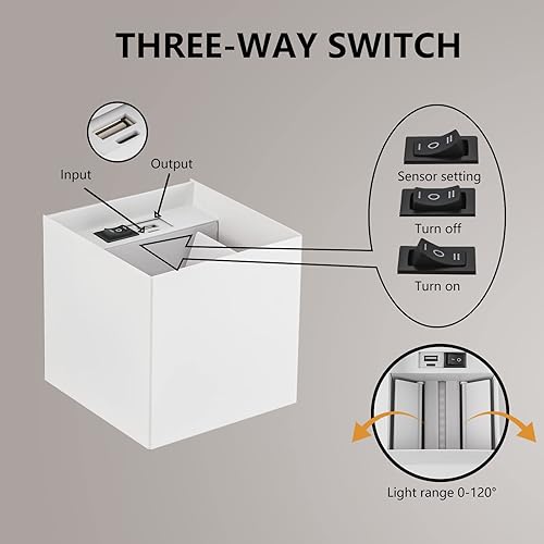 Miniatura 7 de SURPALIG Lámpara de pared con sensor de movimiento para interiores, moderna, funciona con pilas, recargable, magnética, inalámbrica, luz nocturna