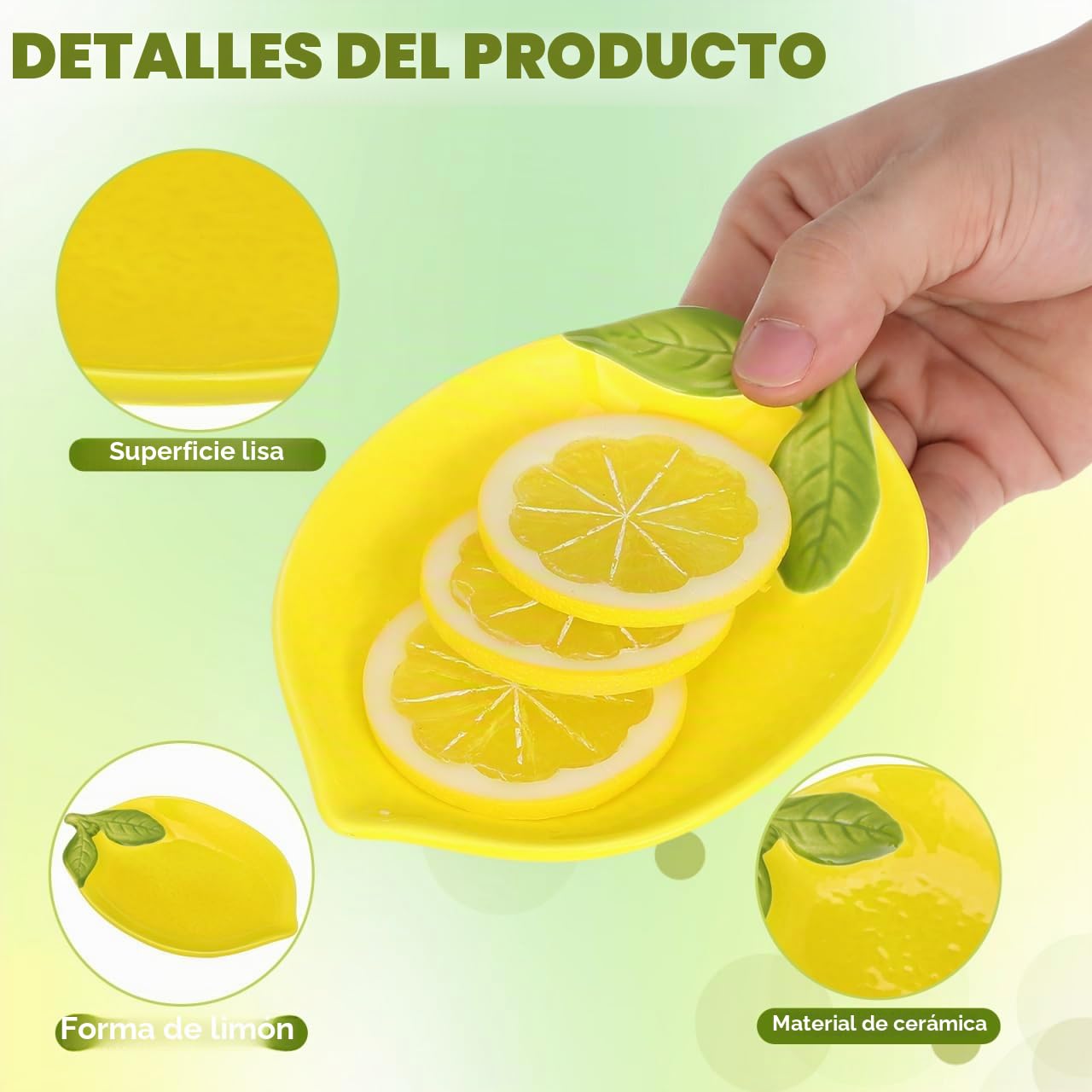 DOITOOL 4 platos de limón en forma de limón Plato de postre de cerámica Cuenco de servir ensalada estética