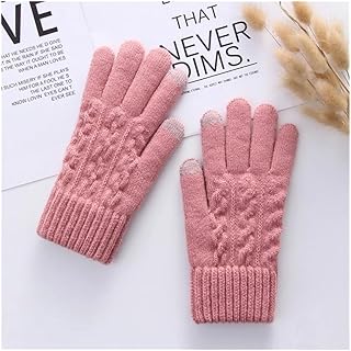 Guantes coloridos de punto para mujer, de lana sólida, cálidos, de terciopelo, gruesos, para ciclismo, conducción, pantalla táctil