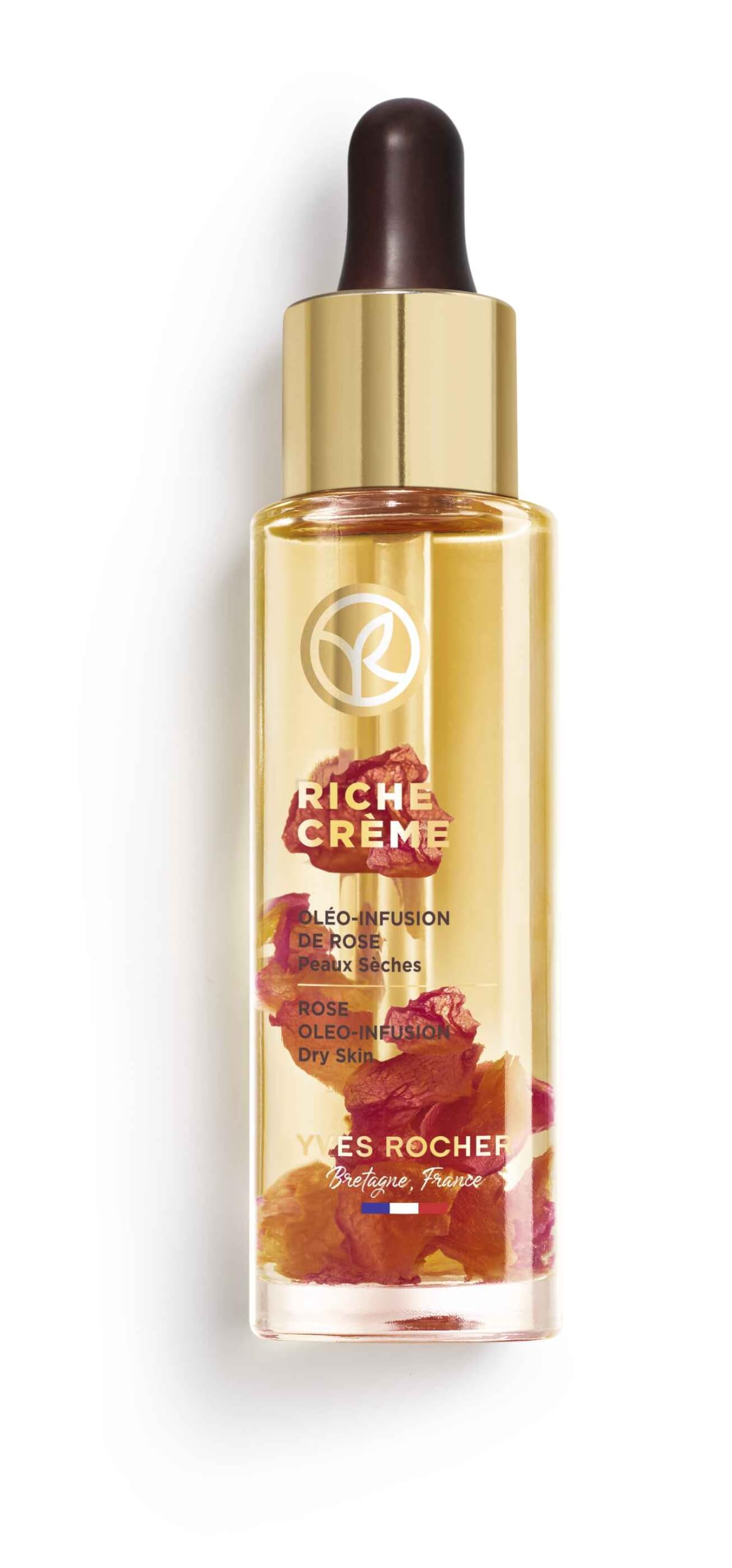 Yves Rocher RICHE CRÈME - Gesichtsöl mit Rosen-Extrakt - Angereichert mit Öl aus 1000 Rosen die die Zellregeneration fördern - Anti-Aging-Wirkstoffe - 30 ml (Packung mit 2)