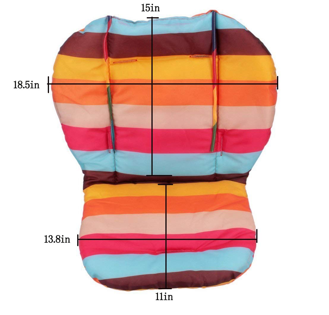 twoworld Baby High Chair Seat Cushion Liner Mat Pad Cover Rainbow Striped Water Resistant