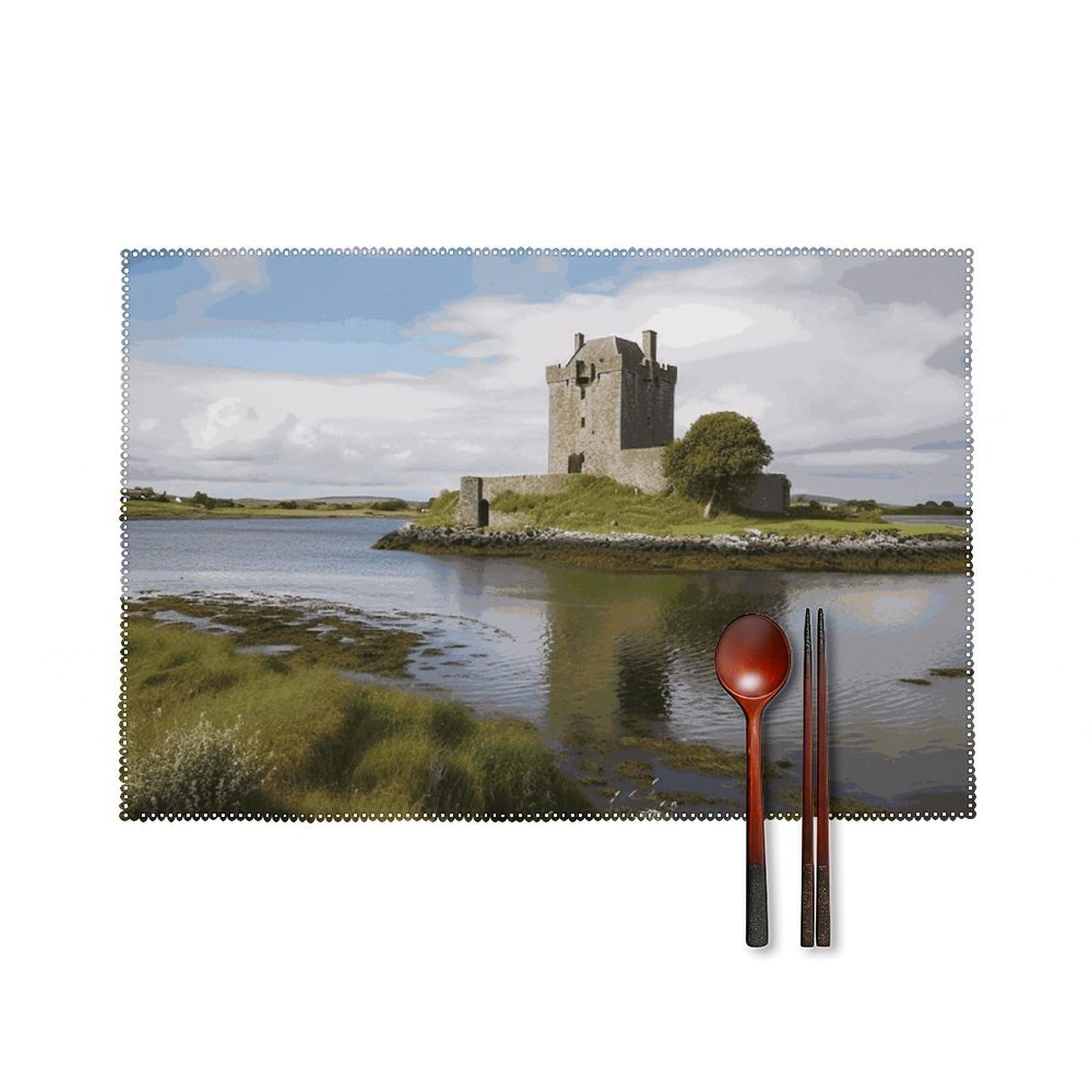 View of The Dunguaire Castle Placemats Washable Not Fade Placemats Practical Heat Resistant Place Mats for Outdoor Patio Table Mats Kitchen Dining Party Decoration