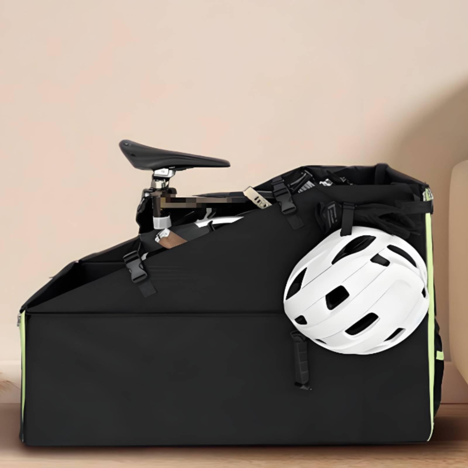 Fahrrad Aufbewahrungsbox Faltbare Fahrradkiste Aufbewahrungstasche Oxford Material Rechteckig Reisebehälter für Gepäckraum, Schwarz, Groß Mit Rollen