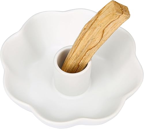 Soporte de pétalos de cerámica para Palo Santo, quemador de palo santo, quemador de palitos de santo (palo santo no incluido), spa yoga, meditación