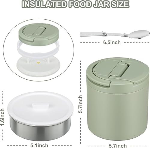 Miniatura 9 de Tarro de comida aislado de 40 onzas, adiós a derrames y comidas frías, tapa hermética a prueba de fugas QuickLift para alimentos calientes, termo de