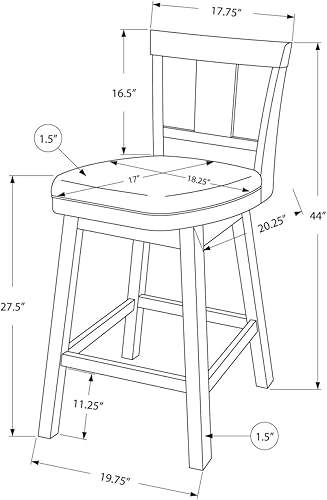 Miniatura 11 de Monarch Specialties I 1233 Taburete de bar, juego de 2, giratorio, altura de mostrador, cocina, madera, aspecto de piel sintética, blanco, gris, de