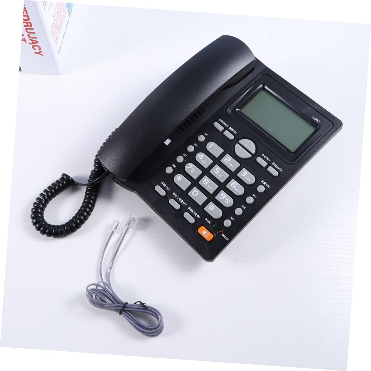 Telefono Fisso Nero per Casa e Ufficio Identificatore di Chiamata, Suonerie Selezionabili e Sollevamento Automatico, Materiale Plastico, per Negozi e Banche