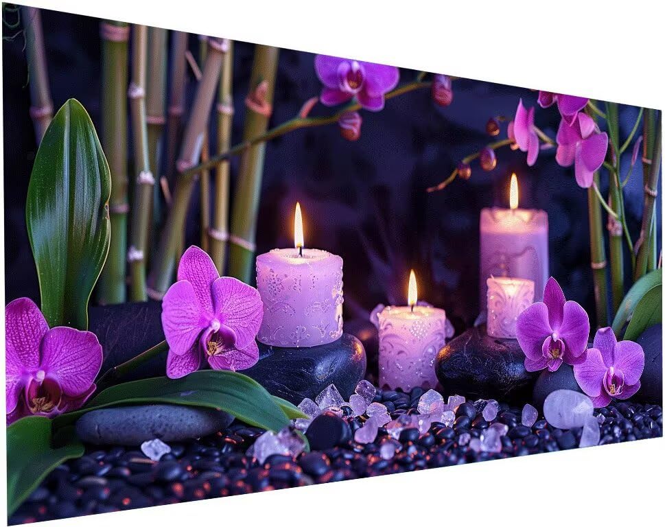 Peinture diamant pierre 5D bougie pour une décoration maison zen et cocooning
