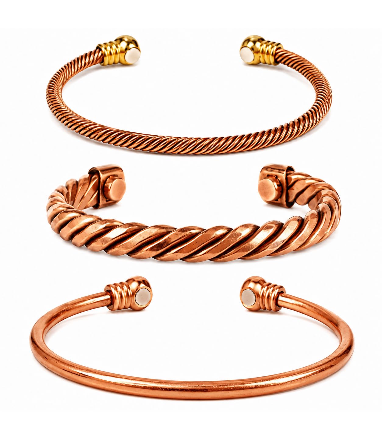 Touchstone magnetic copper bracelets for men women in gift box, Set of 3