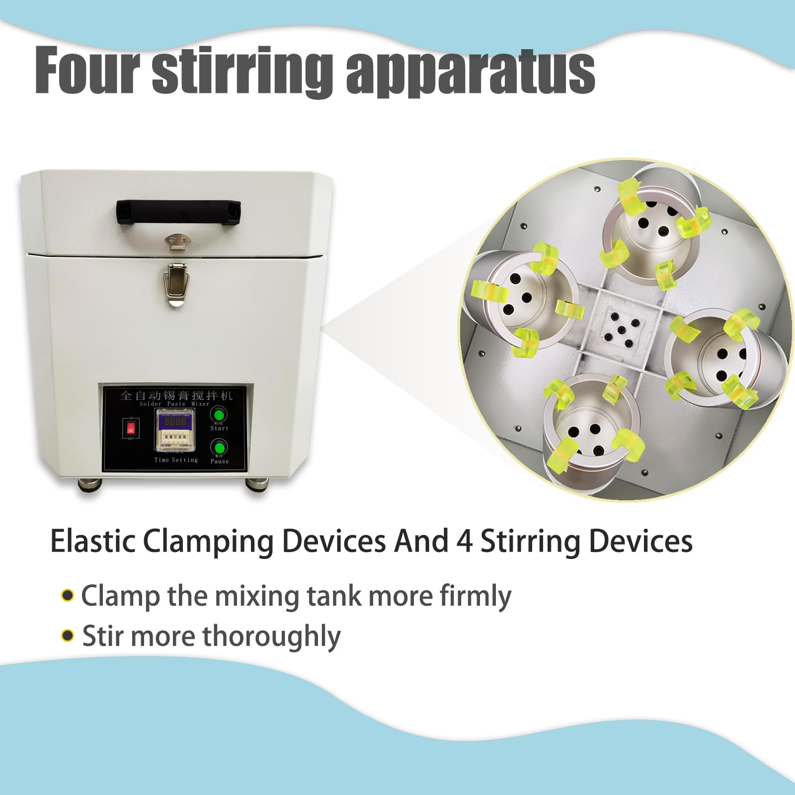 TECHTONGDA Solder Paste Cream Mixer Automatic Solder Paste Mixing Machine Solder Tin Cream Ink Glue Mixing Equipment with Four Stirring Apparatus