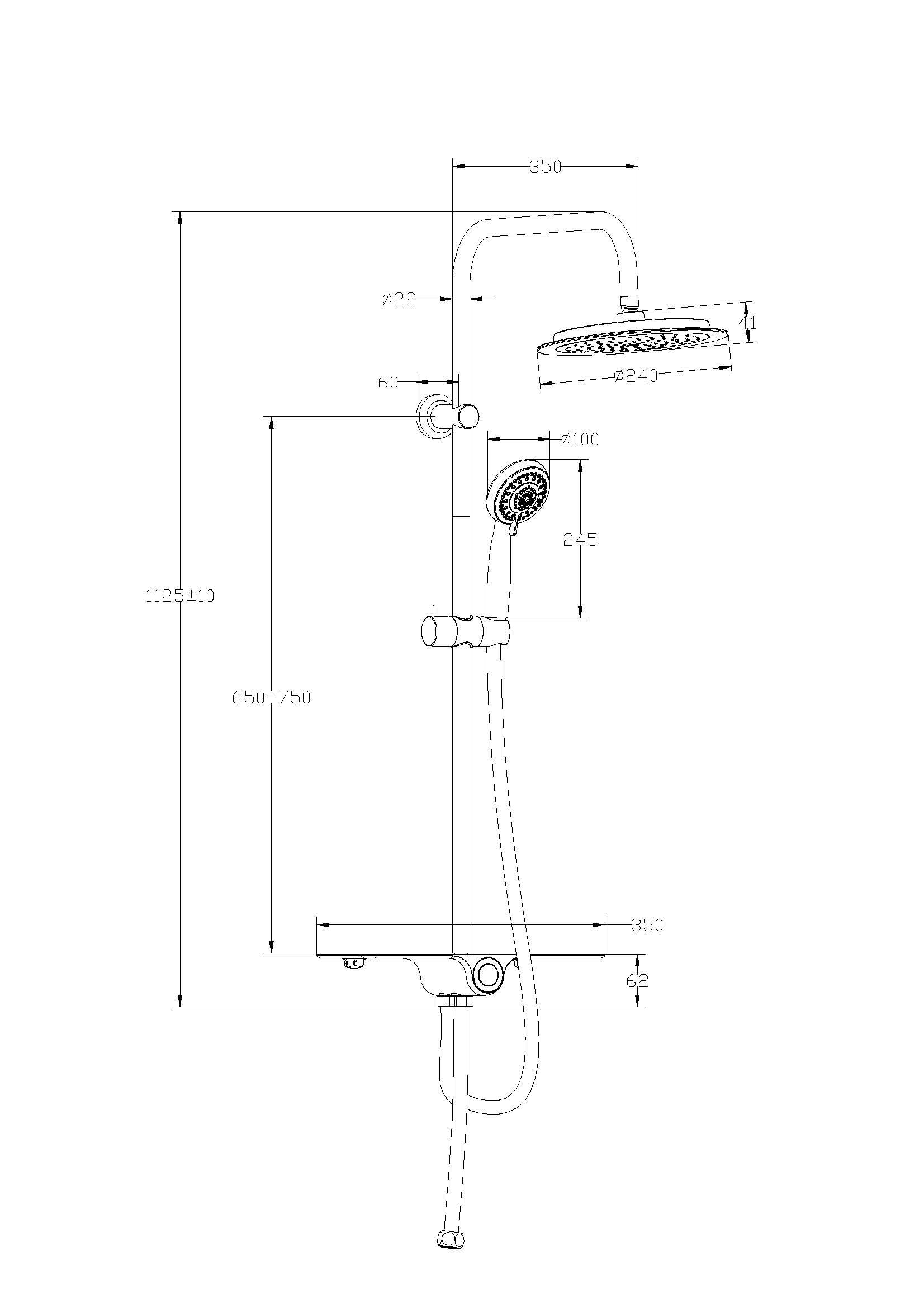 SCHÜTTE AQUASTAR Duschset Regendusche mit Ablage, Duschsystem mit 5-fach verstellbarer Handbrause, Duschsäule mit Duschkopf, Duschset in Chrom/Weiß