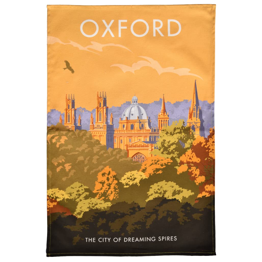 Town Towels Brown,Purple Oxford Dreaming Spires Tea Towel