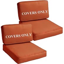Patio Cushion Covers Replacement Outdoor Seat Cushions Cover for Patio Furniture, 4Pcs Deep Seat Bottom and Back Cushion Cover Set for Chair, Sofa and Couch, 28x28x6, 28x17x6, Spice