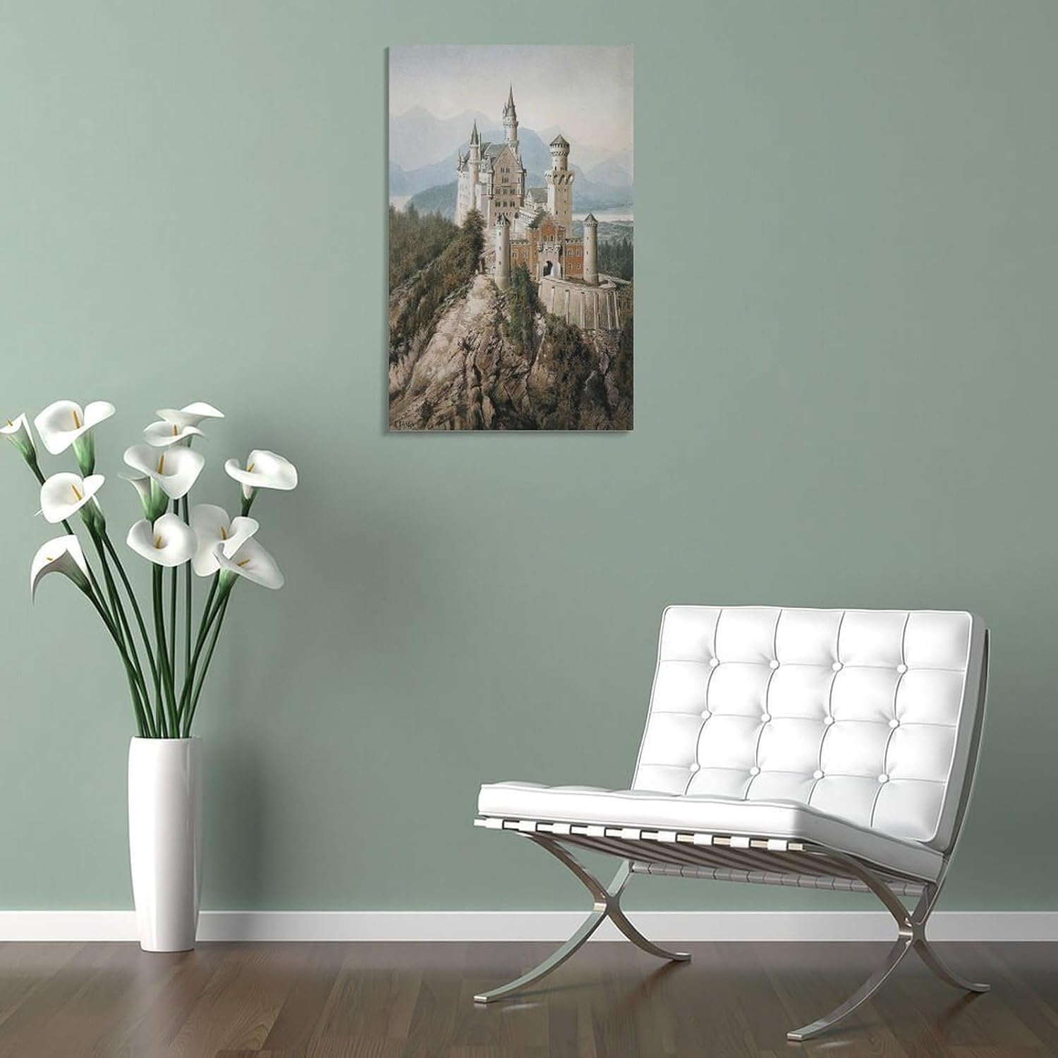 FFSKKJ Adolf Hitler Neuschwanstein Castle Painting Poster Canvas Wall Art Poster For Room Aesthetic And Decor Canvas Painting Wall Art Poster for Bedroom Living Room Decor 20x30inch(50x75cm)