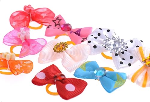 Miniatura 5 de Paquete de 40 lazos para el pelo de mascotas con bandas de goma para perros pequeños Yorkie - colores surtidos (Cute)