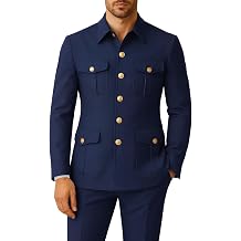 Mens 2 Piece Safri Suits for Men Regular Fit Stand Collar Suit Men Multi Pocket Blazer Chinese Tunic Wedding Set