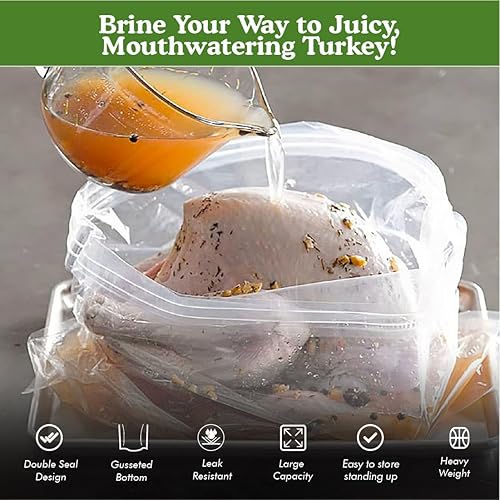 Miniatura 3 de Regency Wraps Bolsa de salmuera, resistente con doble sello para pavo jugoso, refuerzo inferior para un fácil almacenamiento, libre de BPA,