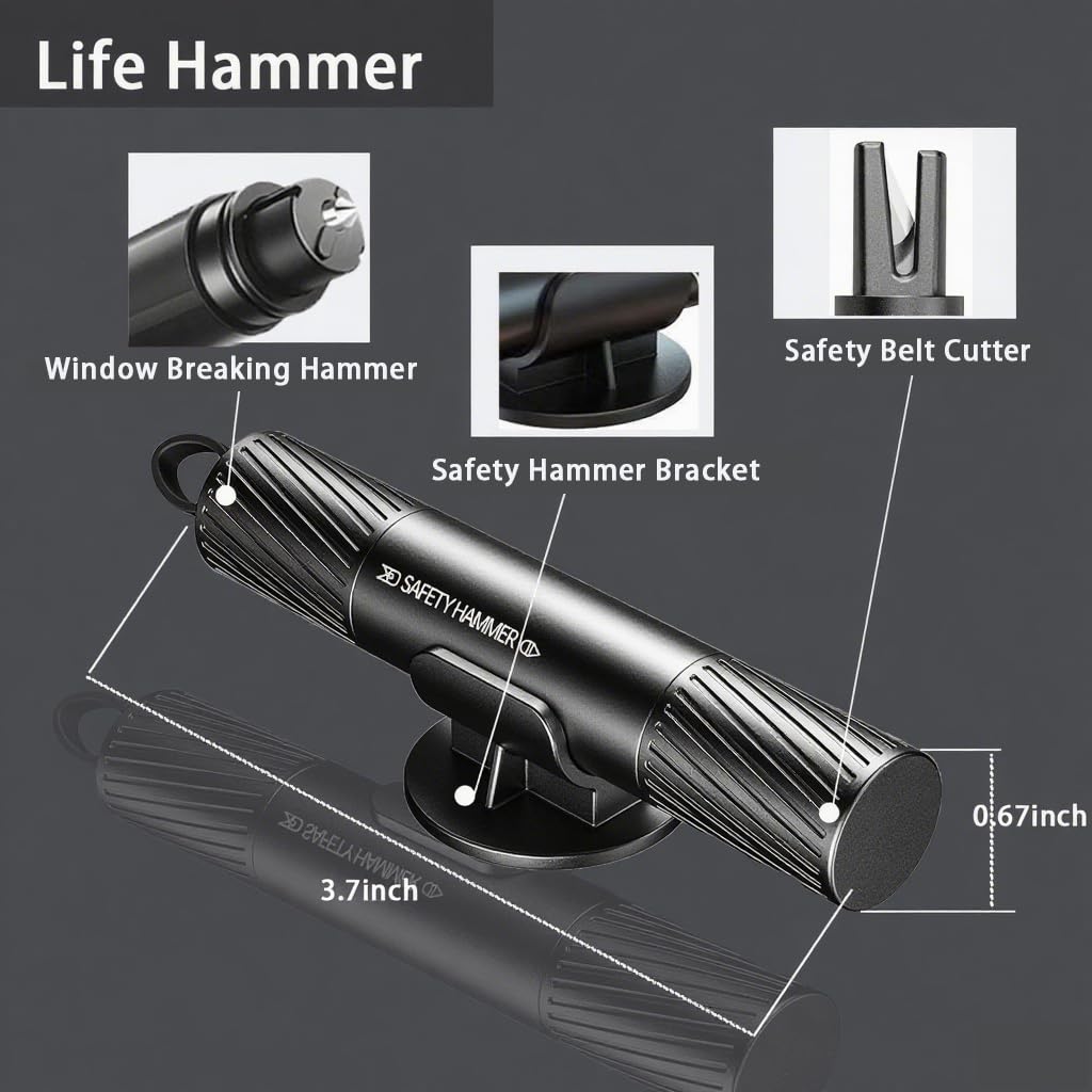 Safety Hammer - Window Breaker & Seatbelt Cutter -9