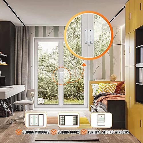 Miniatura 3 de Paquete de 10 cerraduras de ventana blancas de repuesto para ventanas correderas verticales y horizontales para ventanas correderas verticales y